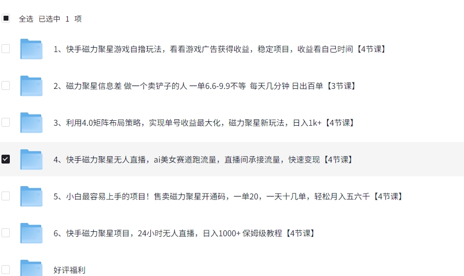 快手磁力聚星无人直播，ai美女赛道跑流量，直播间承接流量，快速变现【4节课】